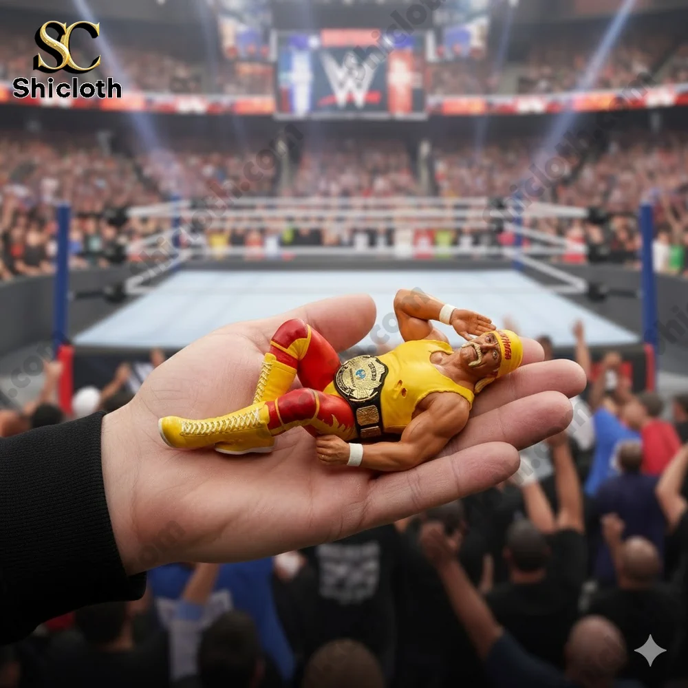 Rat Fink Skull Road Outlaw Collectible Pop Figure Doll 36 Mini Hulk Hogan wrestling figure resting in a hand inside a packed arena!