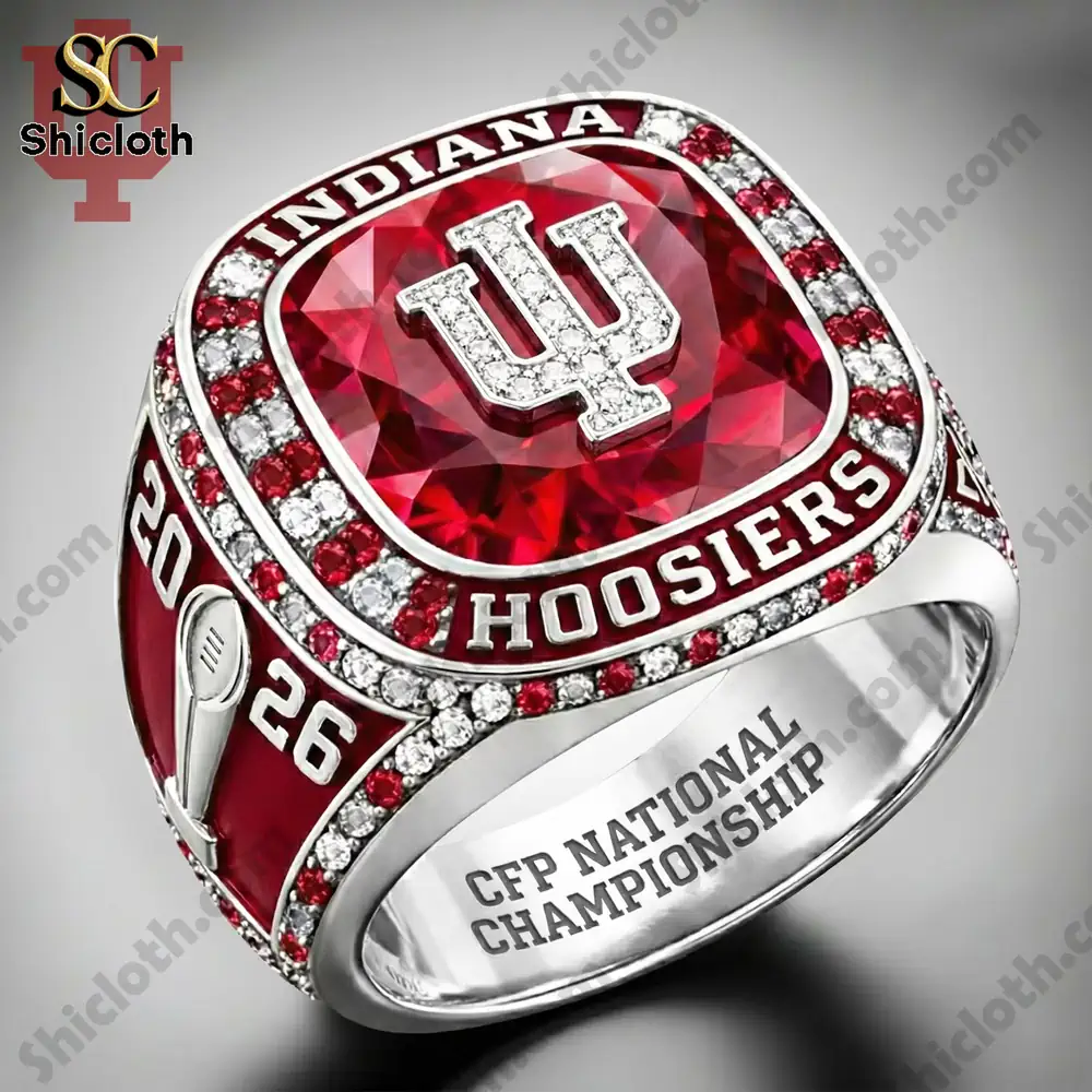 Indiana Hoosiers championship ring with red gemstone and IU logo!