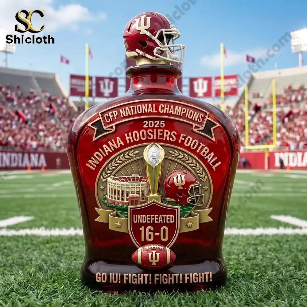Indiana Hoosiers themed commemorative bottle on football field!