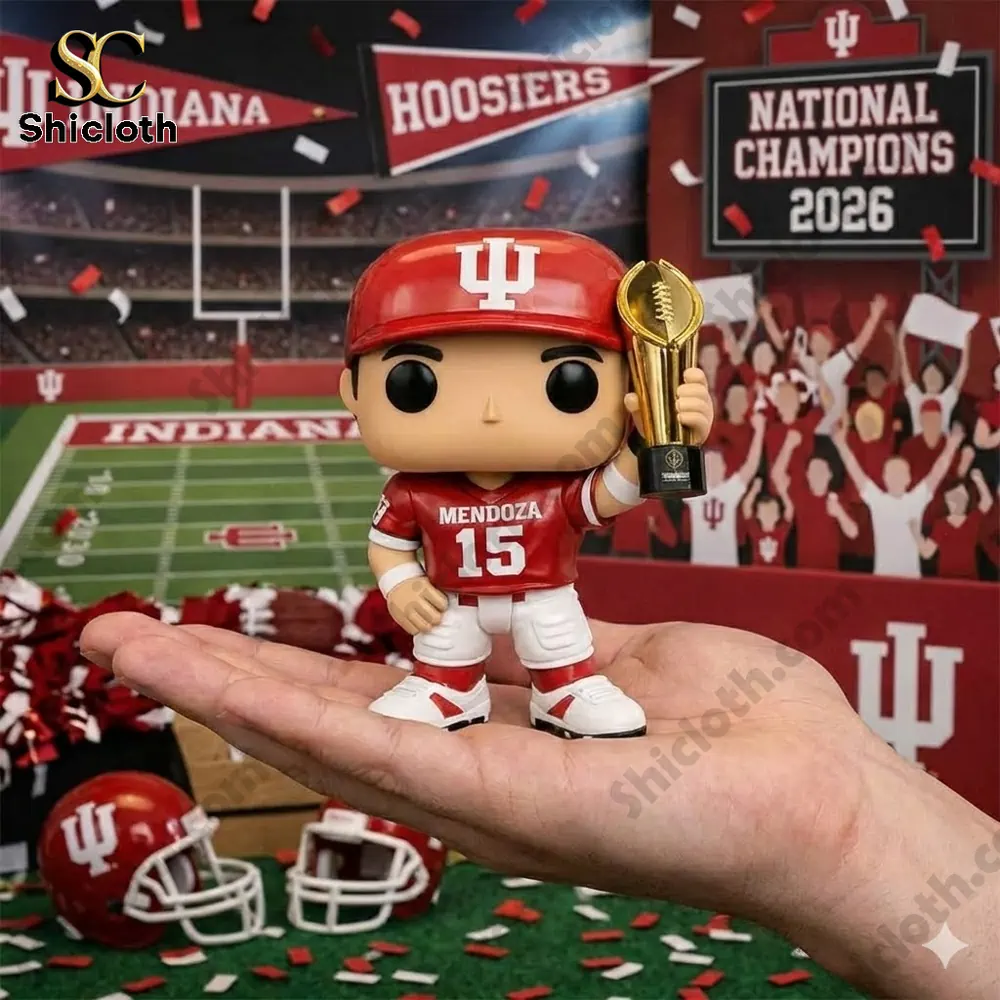 Mike Tomlin End Of An Era Pittsburgh Steelers Commemorative Pop Figure 20 Indiana Hoosiers champion football figure holding a trophy on a hand!
