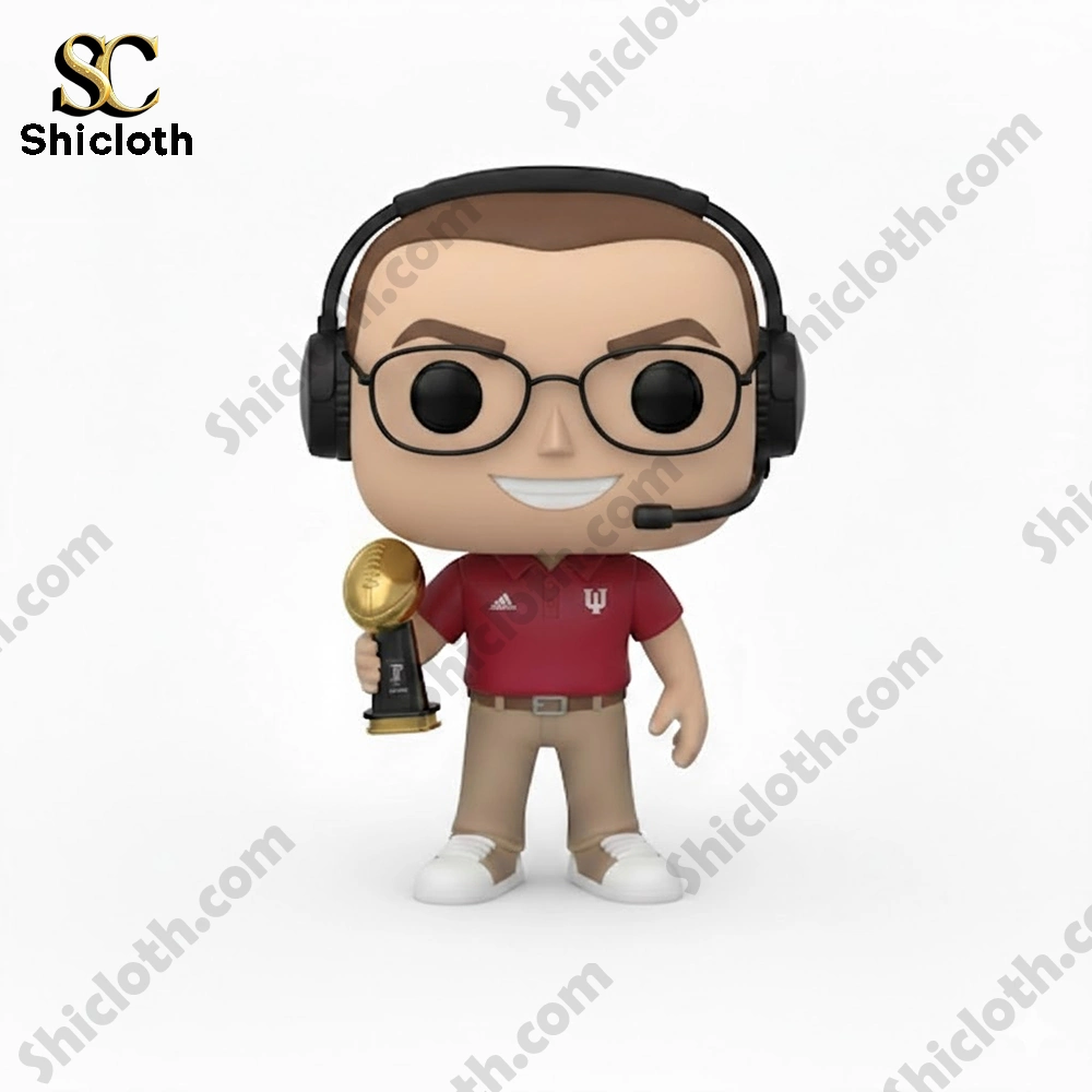 Indiana Hoosiers 2026 National Championship Curt Cignetti Pop Figure 3 Coach figure holding trophy on white background!