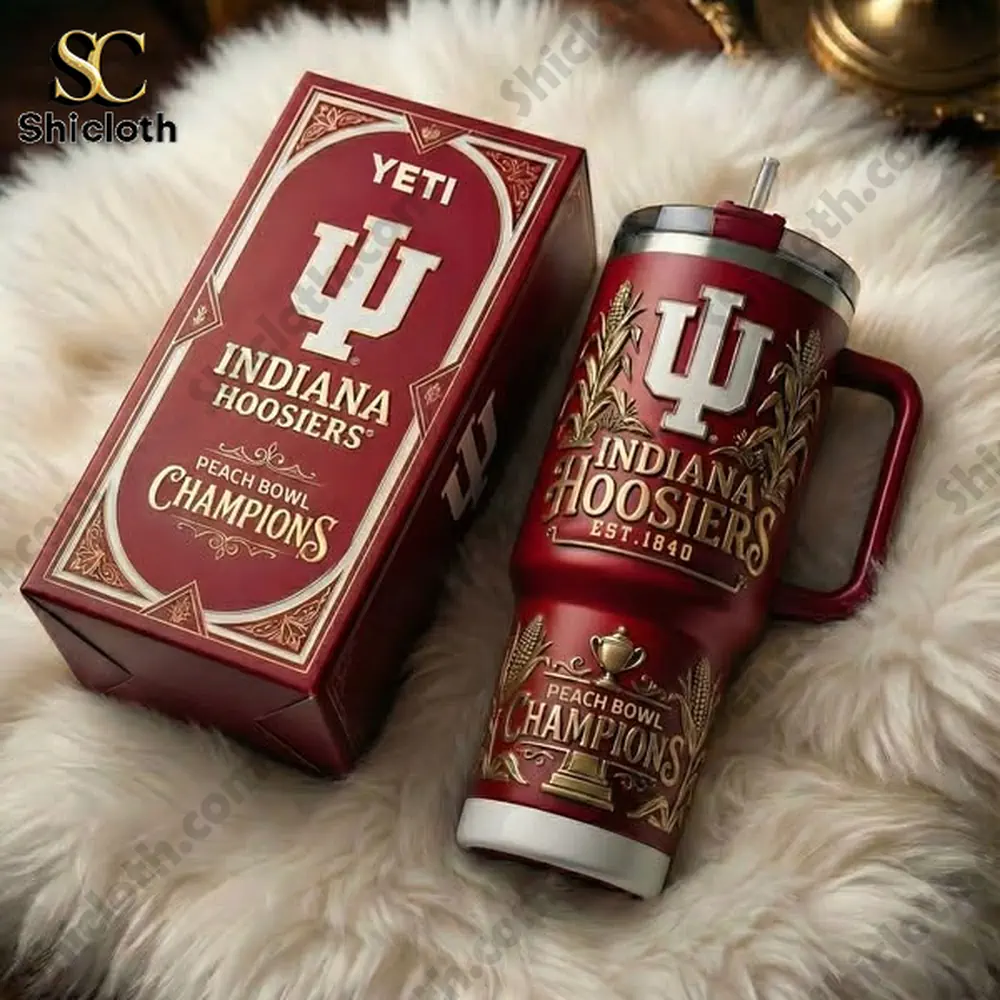 Alternative view of Indiana Hoosiers 2026 Peach Bowl Champions Tumbler With Handle