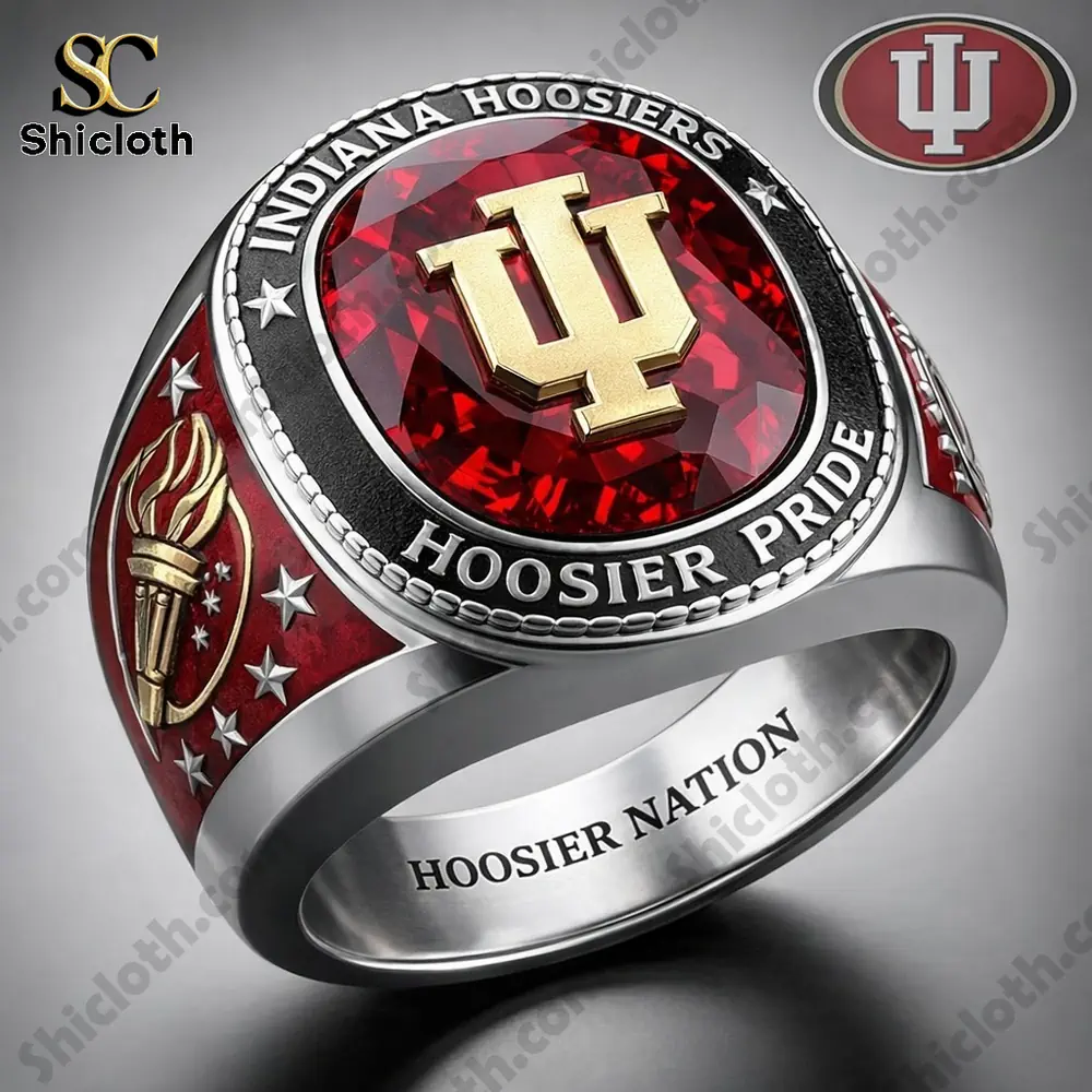 Indiana Hoosiers championship style ring with red stone!