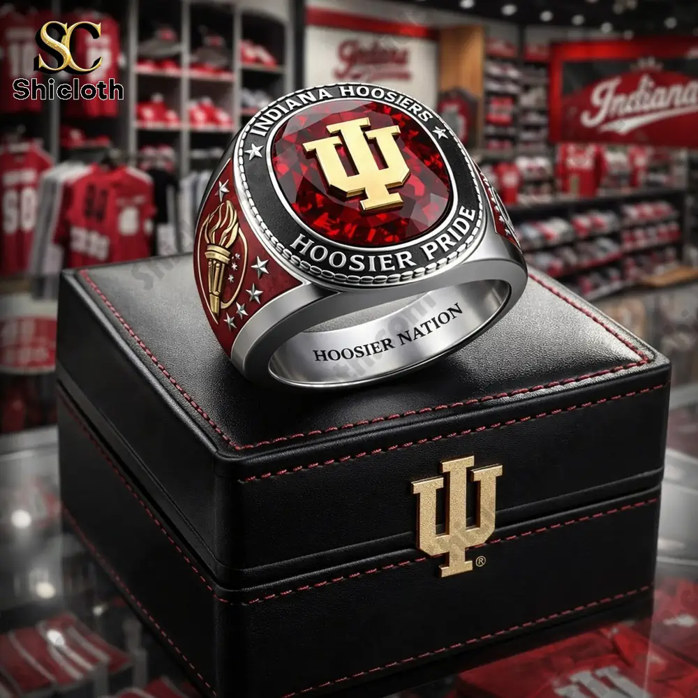 Indiana Hoosiers ring displayed on box in store!