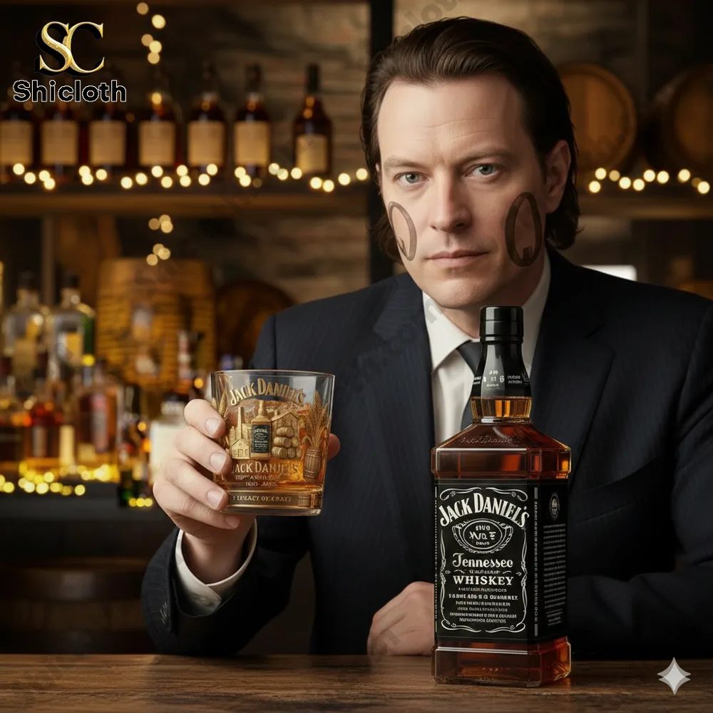 Man holding Jack Daniels whiskey glass and bottle at bar!