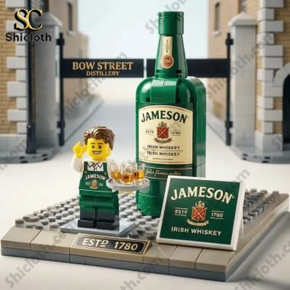 A miniature Jameson whiskey display with a small figure at the distillery!