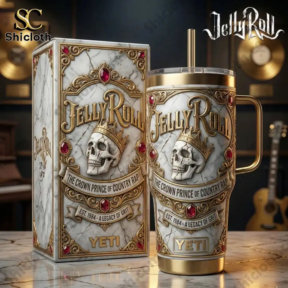 Jelly Roll country rap tumbler with box display!