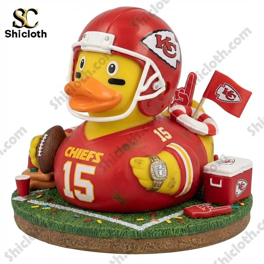 Kansas City Chiefs rubber duck front view on display base!