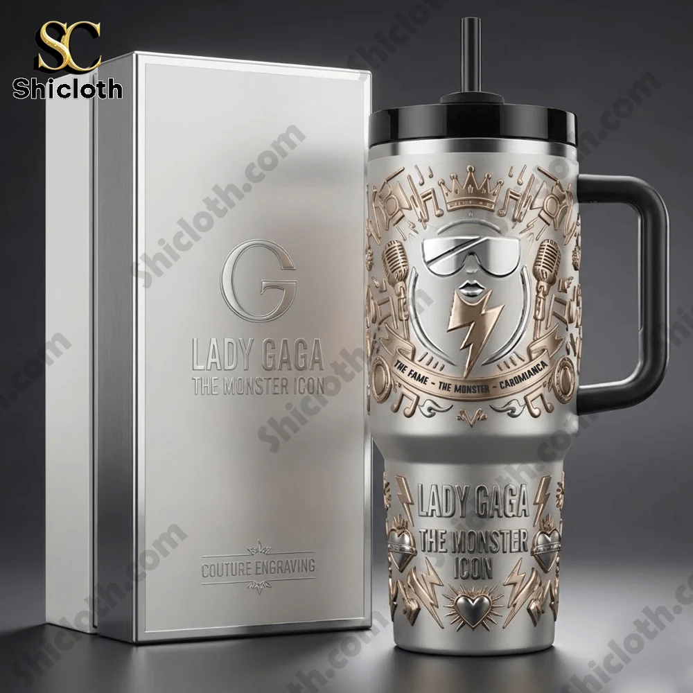Engraved metal Shicloth tumbler beside premium product box!