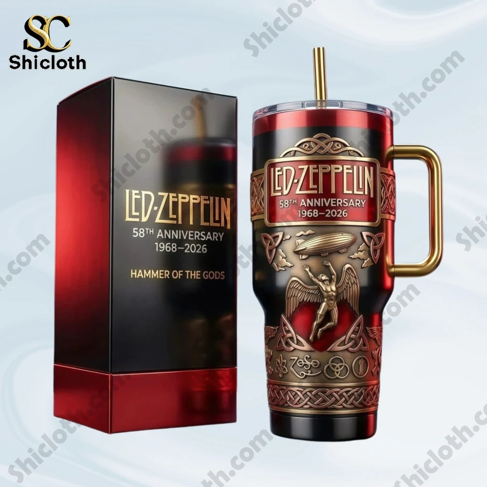 Led Zeppelin anniversary tumbler with premium gift box from Shicloth!
