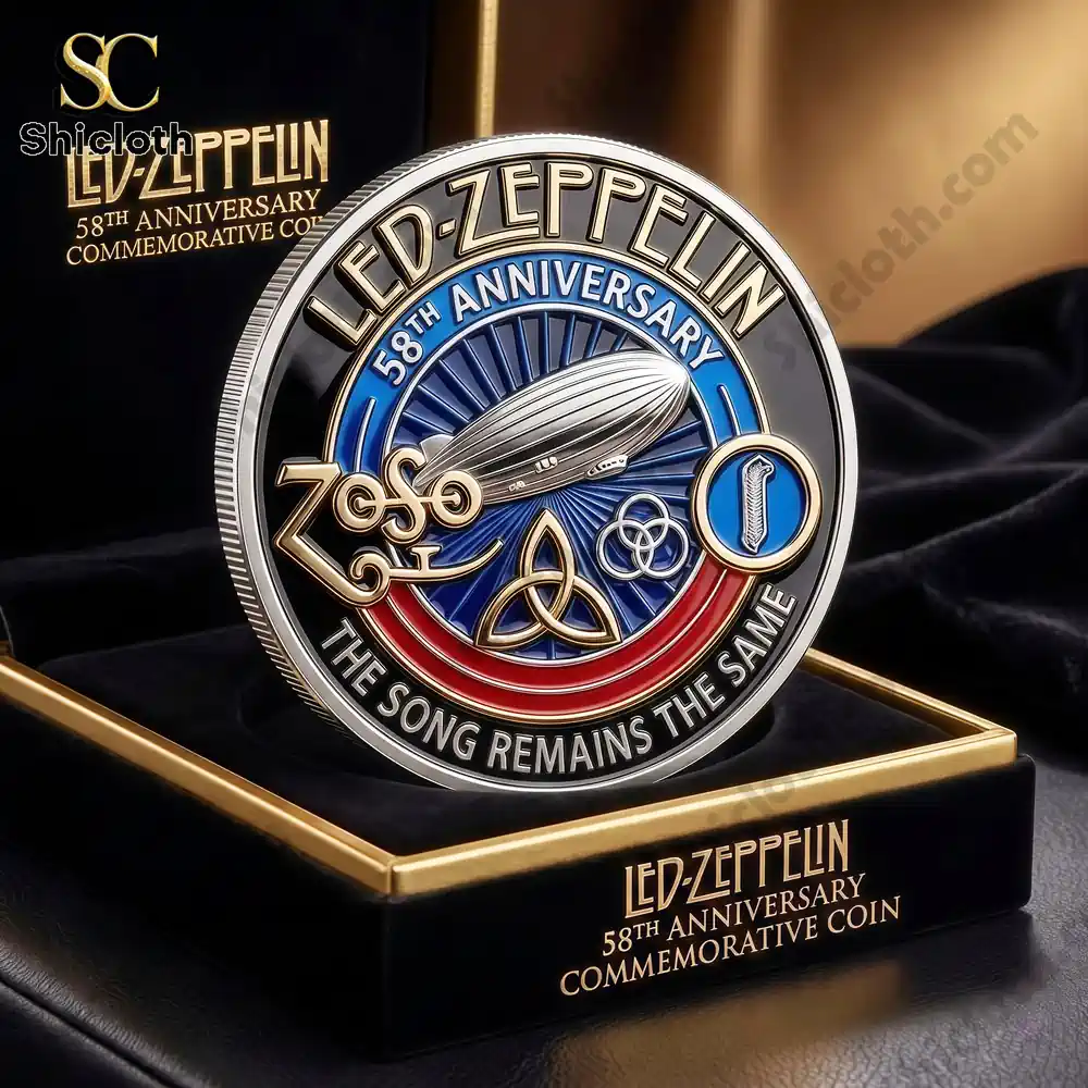 Led Zeppelin 58th Anniversary commemorative coin displayed in luxury box!