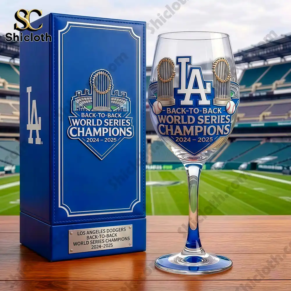 Shicloth Dodgers championship glass and gift box on stadium view table!