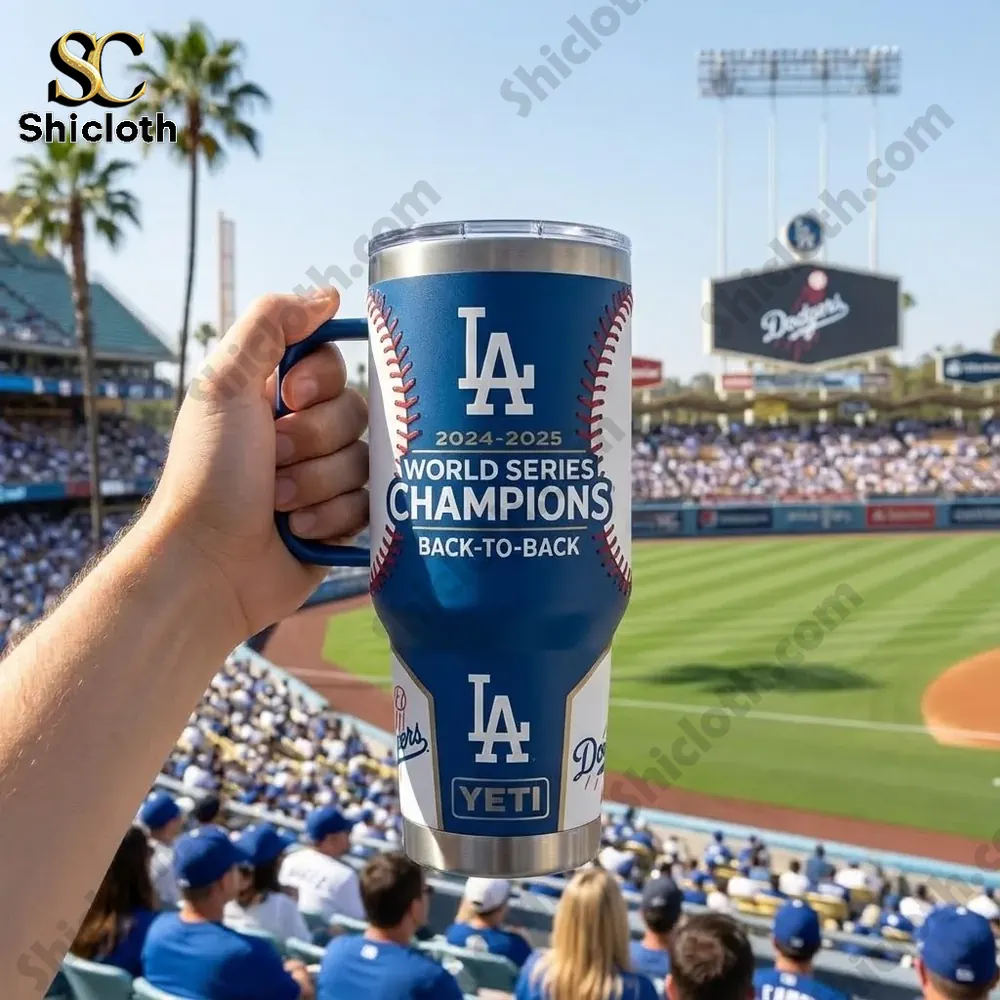 Dodgers championship insulated mug held at baseball stadium!