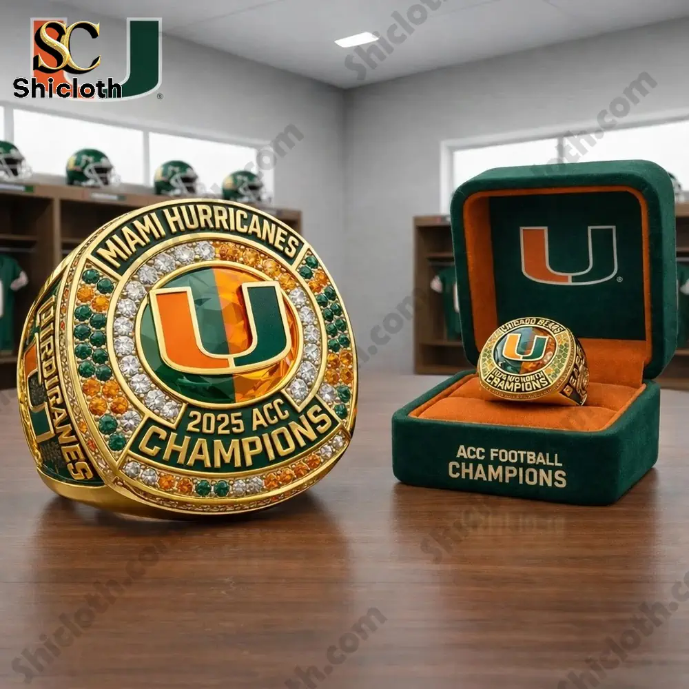 Miami Hurricanes gold ACC championship ring on table!