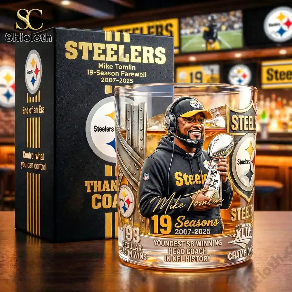 Alternative view of Mike Tomlin 19 Season Farewell Commemorative Whiskey Glass