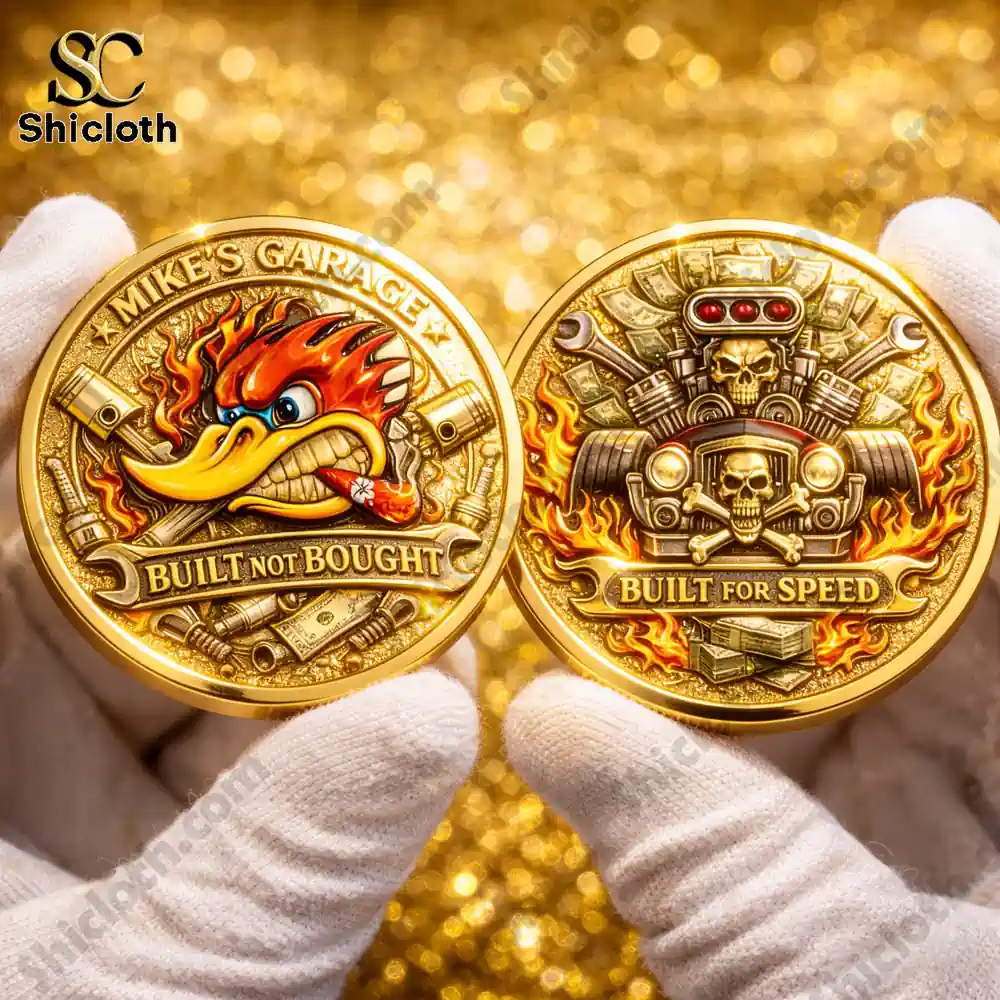 Lord Of The Rings 2001-2026 25th Anniversary Commemorative Coin 16 Gold garage challenge coin with flaming cartoon engine duck design!