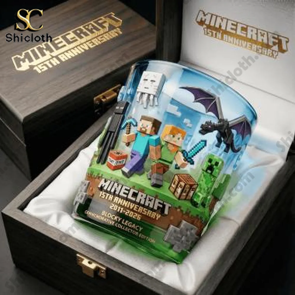 Minecraft anniversary collectible glass displayed in premium gift box!