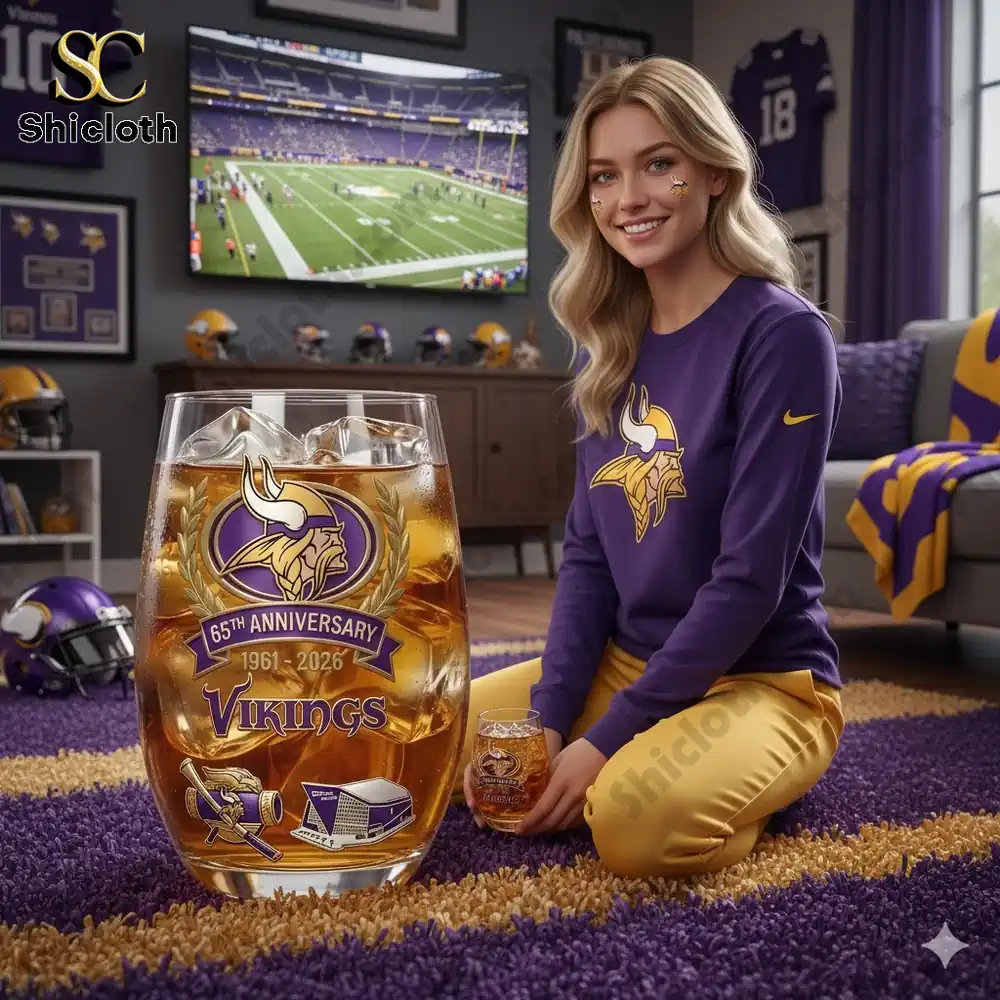 Minnesota Vikings 65th Anniversary Commemorative Whiskey Glass