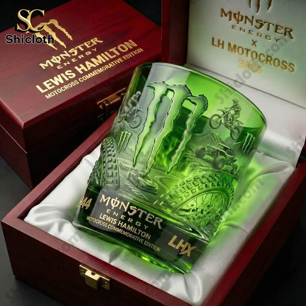 Green Monster Energy Lewis Hamilton commemorative glass in luxury box!