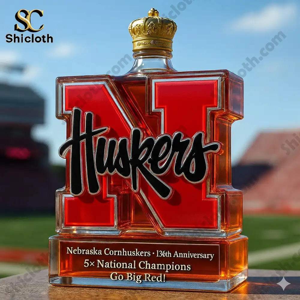 Alternative view of Nebraska Cornhuskers 136th Commemorative Whiskey Bottle