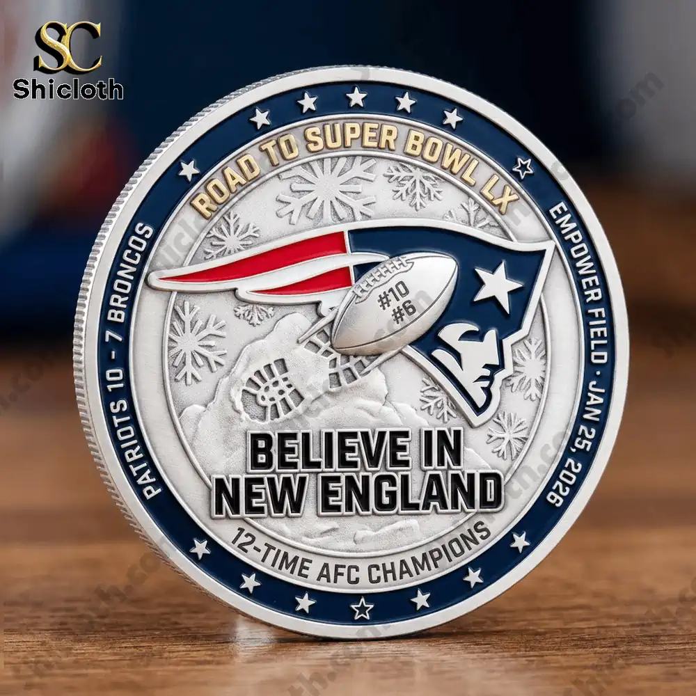 New England Patriots 2025 AFC Champions Commemorative Edition Coin 4 Back view of New England Patriots commemorative coin with logo!