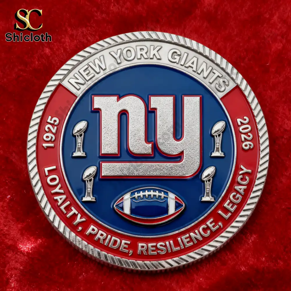 Close up of New York Giants logo commemorative coin front!