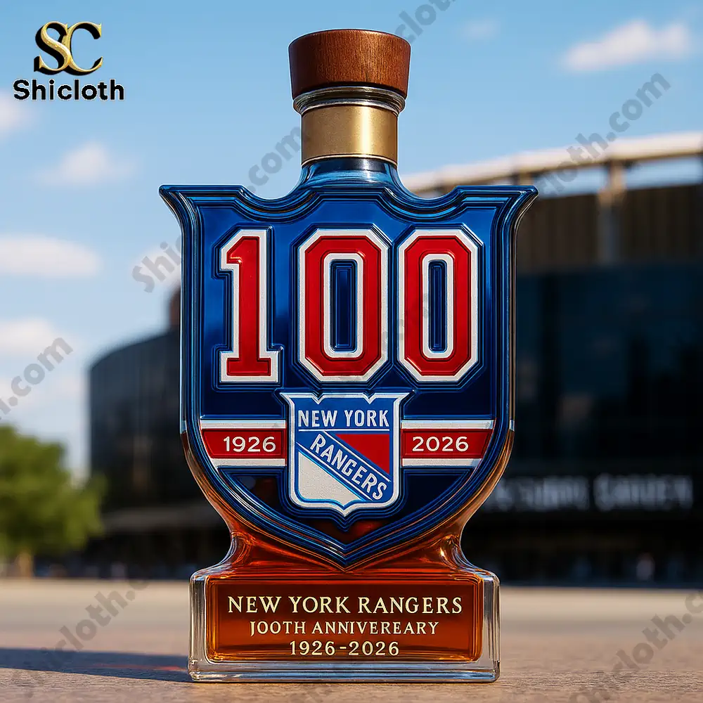 Alternative view of New York Rangers 100th Anniversary 1926-2026 Whiskey Bottle