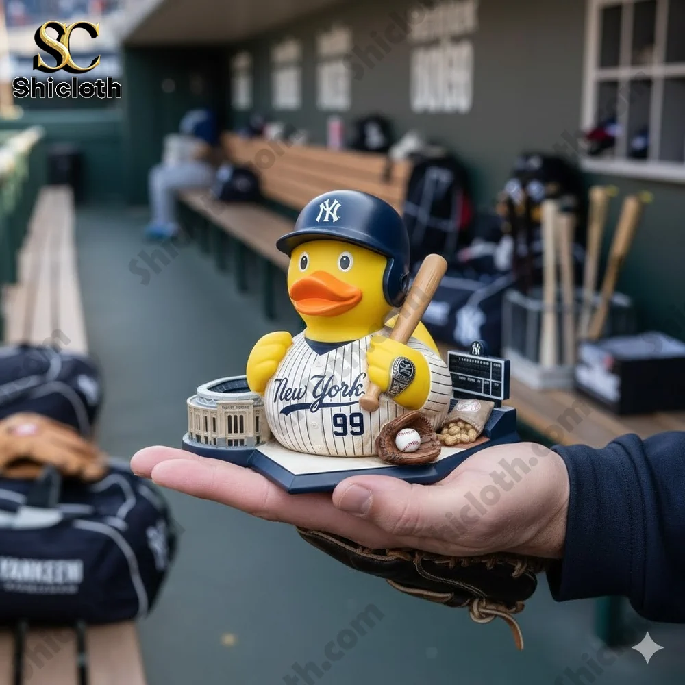 Dolly Parton's 80th Anniversary 1946-2026 Collectible Pop Figure Doll 76 Rubber duck baseball player figure held in a hand inside a stadium dugout!