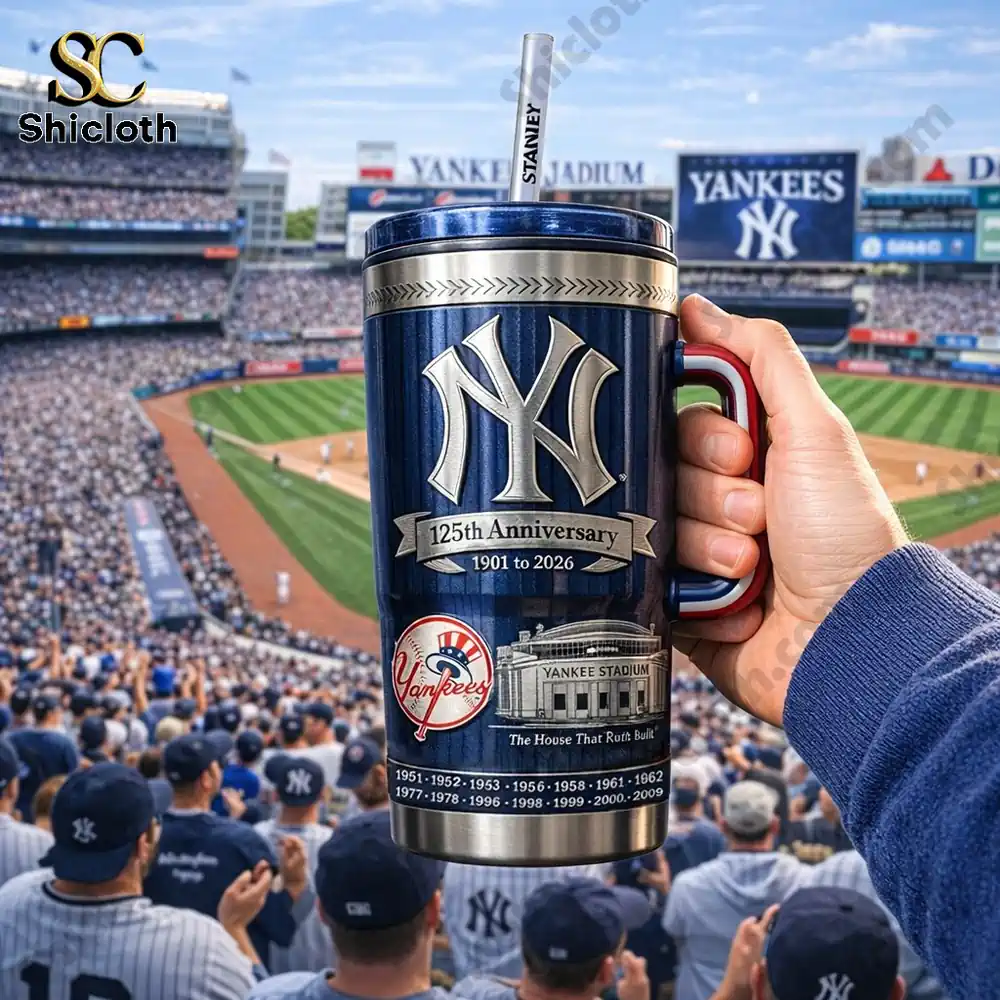 New York Yankees anniversary mug held inside Yankee Stadium!