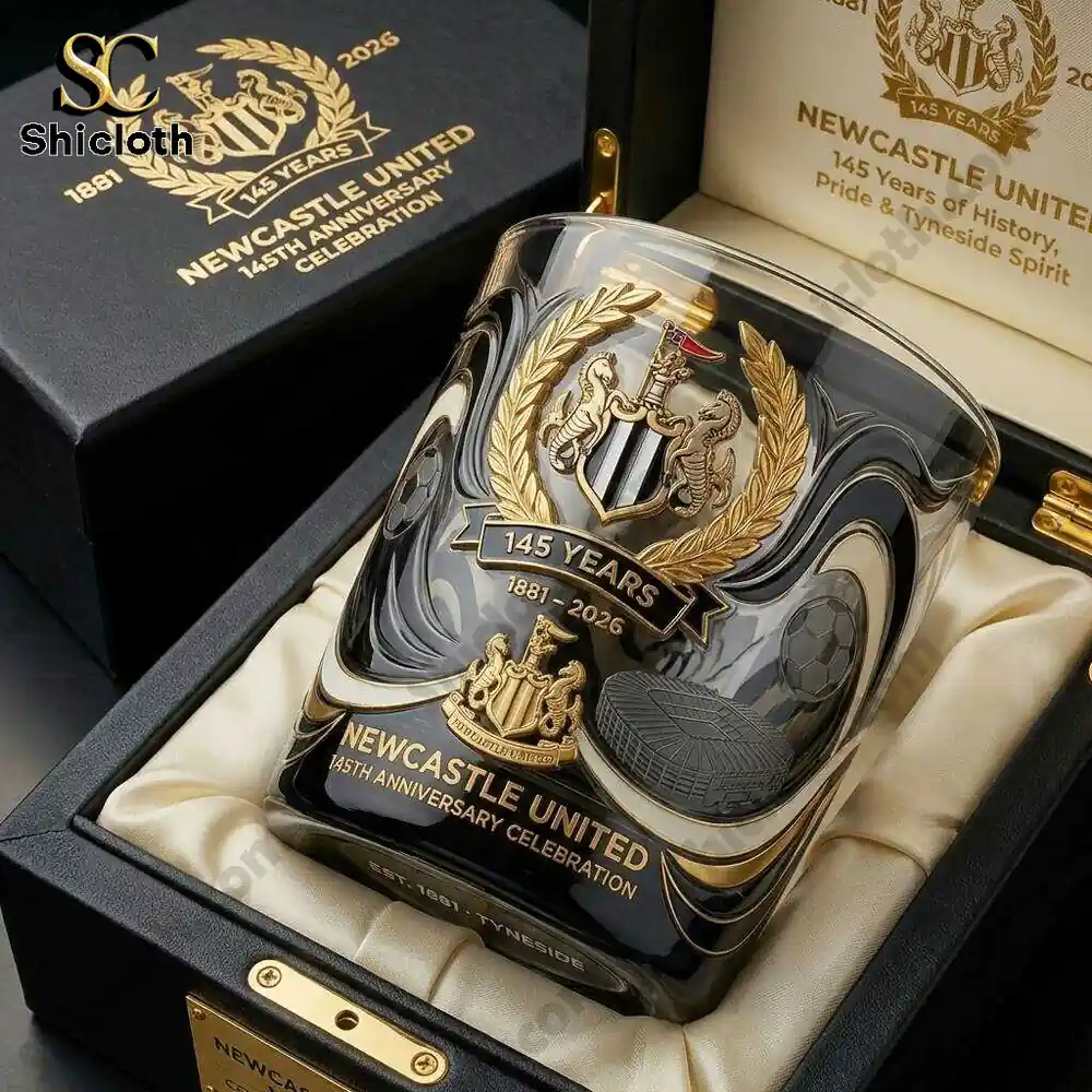 Crystal commemorative glass for Newcastle United anniversary