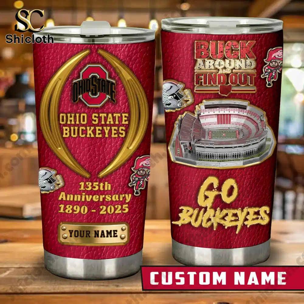 Philadelphia Eagles 93rd Anniversary Limited Edition Travel Tumbler 94 Ohio State Buckeyes custom name tumbler front and back view!