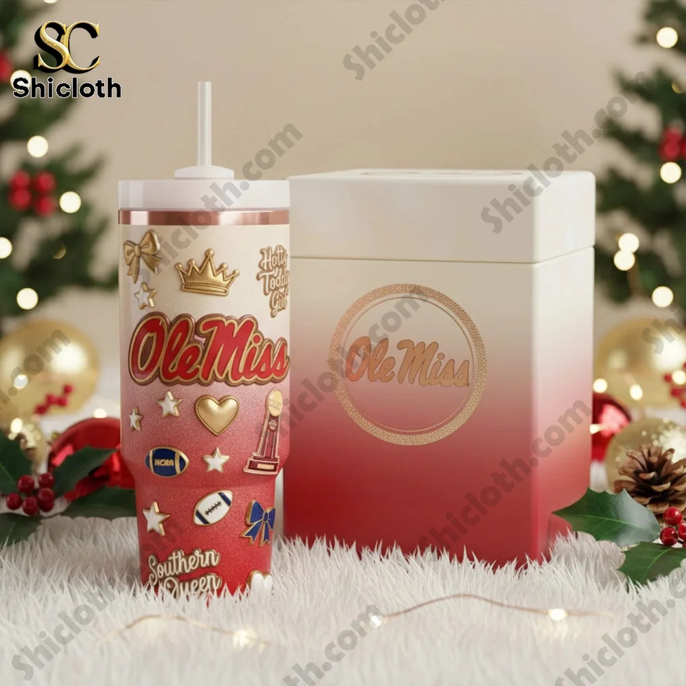 Ole Miss Hotty Toddy Girl Tumbler Southern Queen With Handle