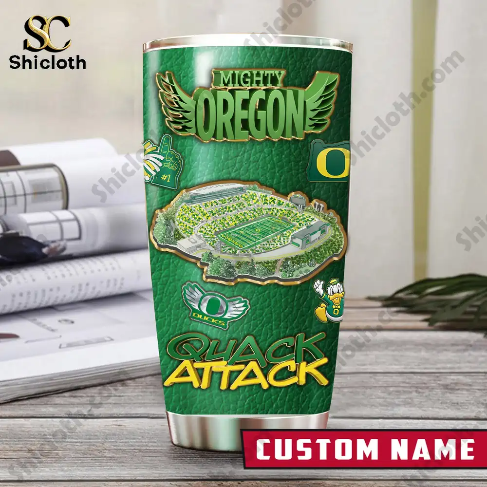 Oregon Ducks stadium design on custom name tumbler!