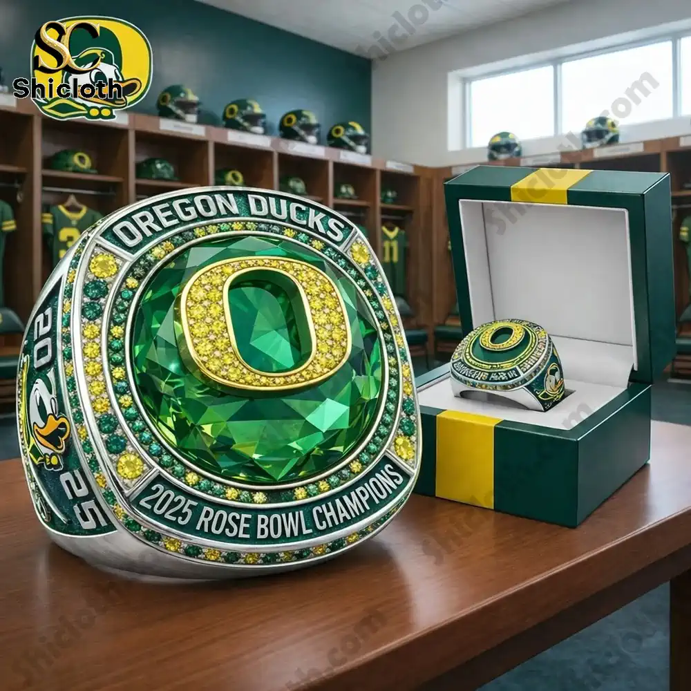 Oregon Ducks Rose Bowl championship ring silver finish in display box!