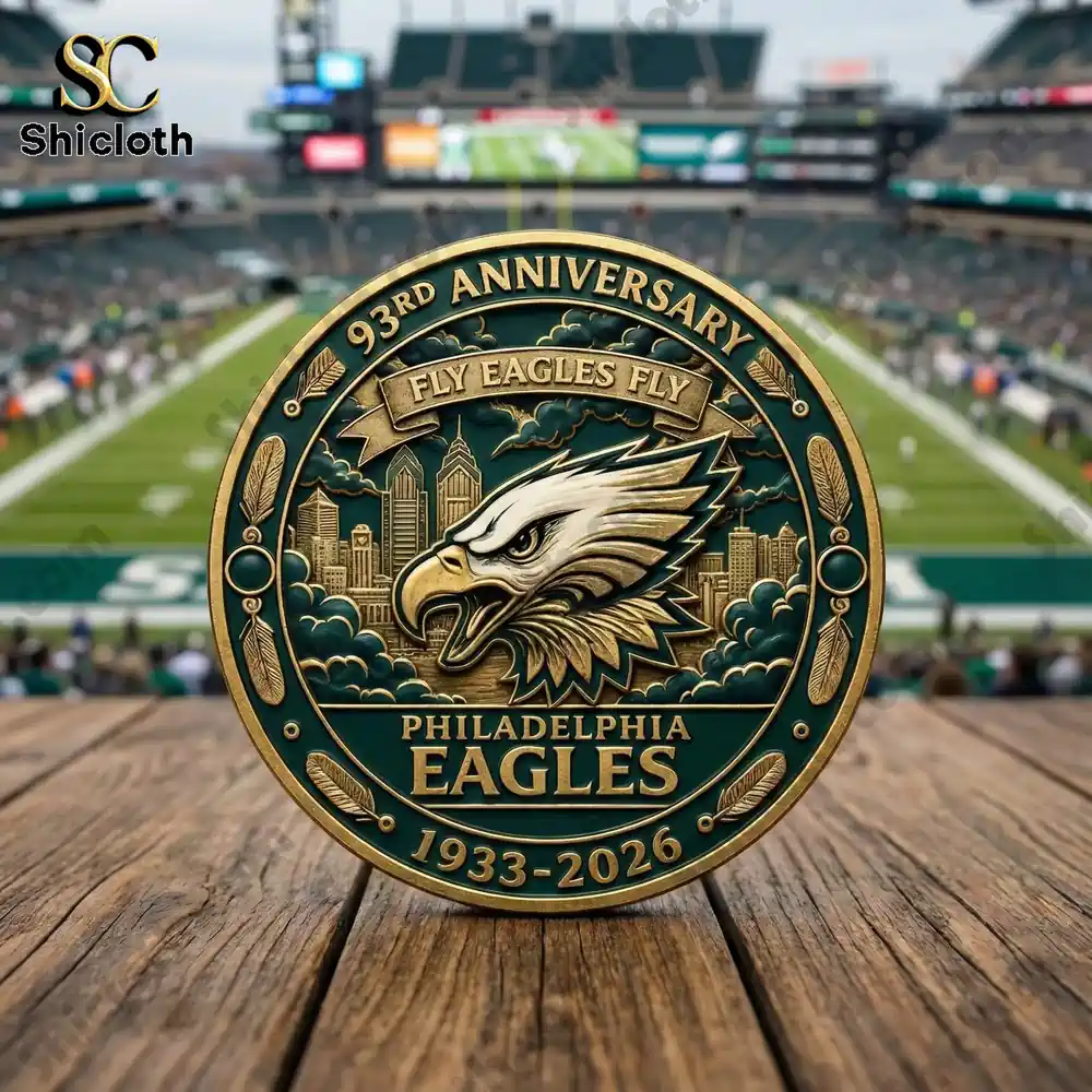 Philadelphia Eagles anniversary coin on stadium field!