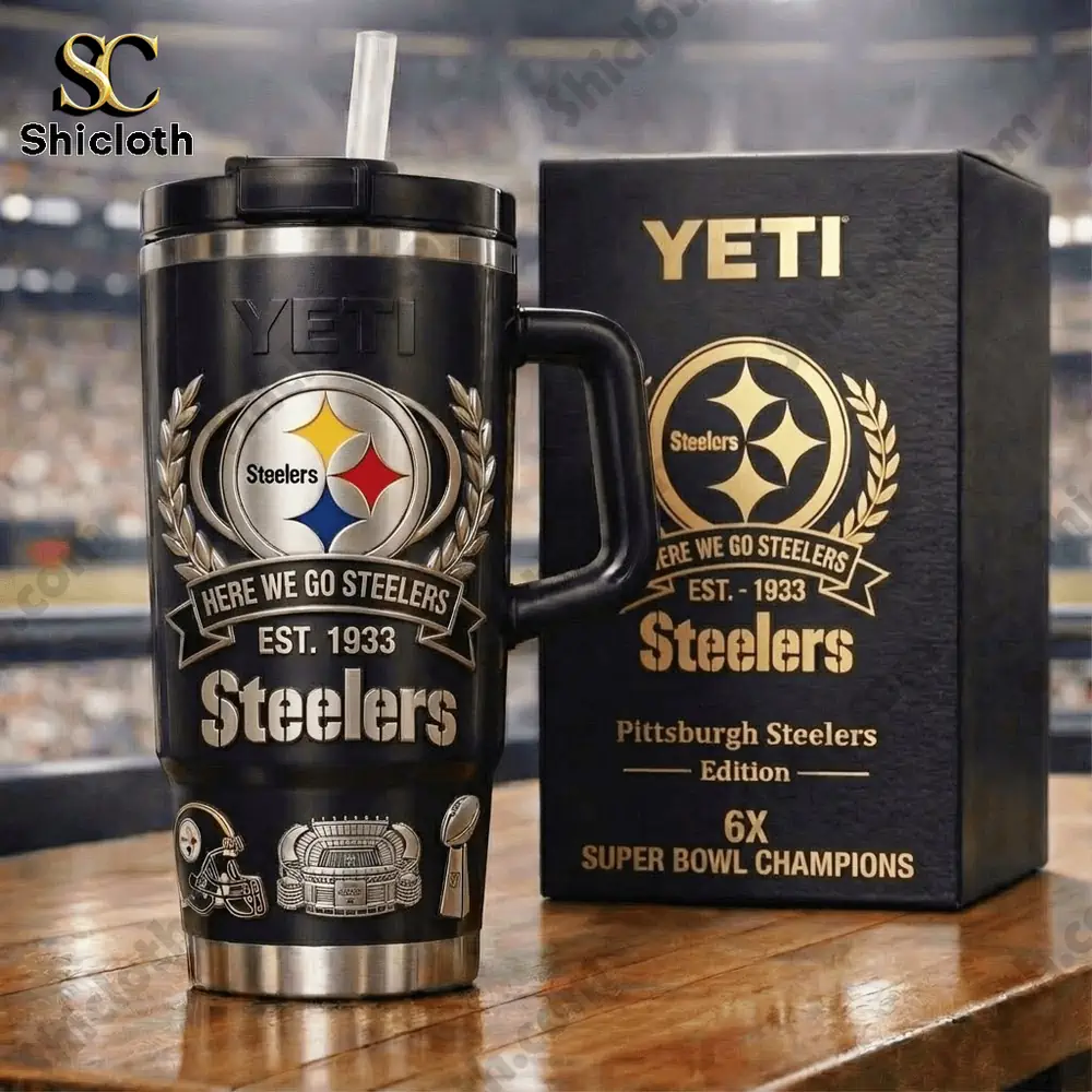 Yeti Steelers mug showing logo and retail box!