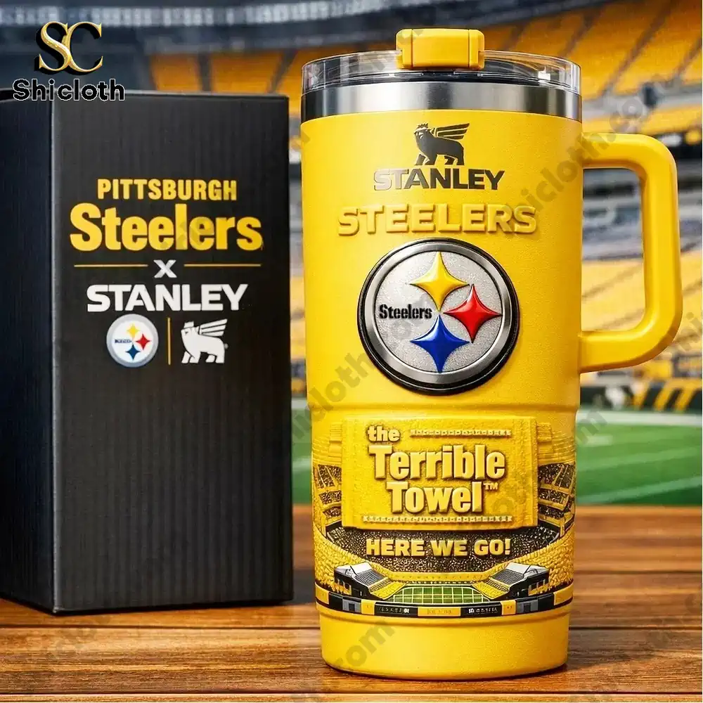 Alternative view of Pittsburgh Steelers The Terrible Towel Here We Go Tumbler