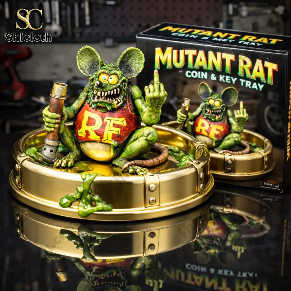 Green mutant rat coin and key tray with gold base and box by Shicloth!