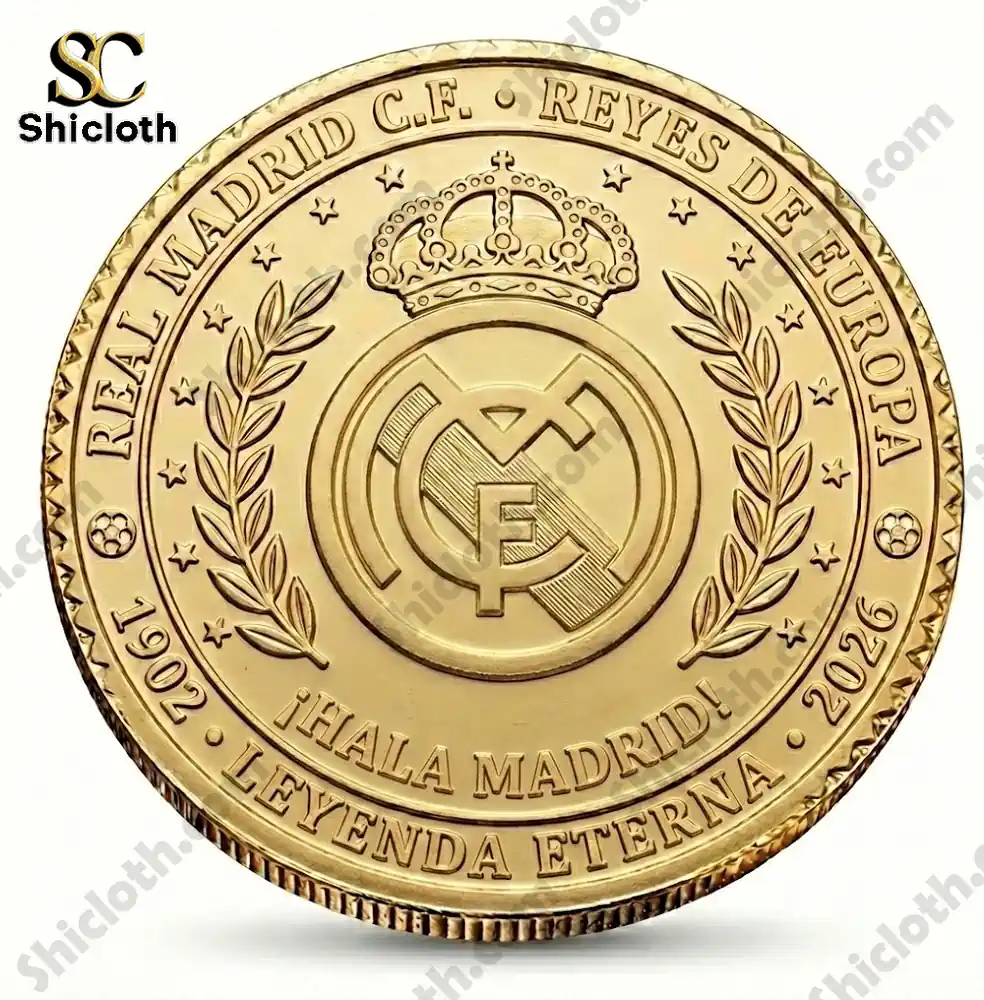 Real CF ihalamadrid! Commemorative Coin 3 Gold Real Madrid coin back with crest and laurel wreath!