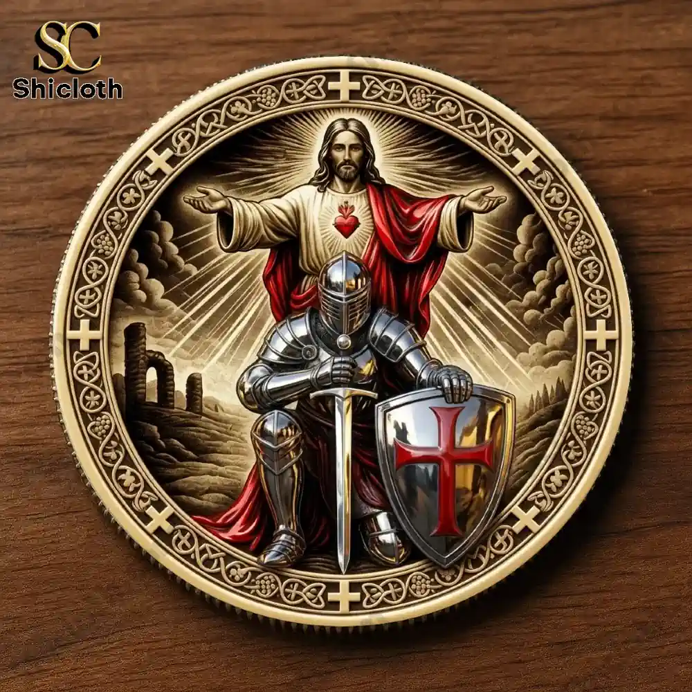 Lord Of The Rings 2001-2026 25th Anniversary Commemorative Coin 7 Jesus blessing knight with sword and shield on Christian coin!