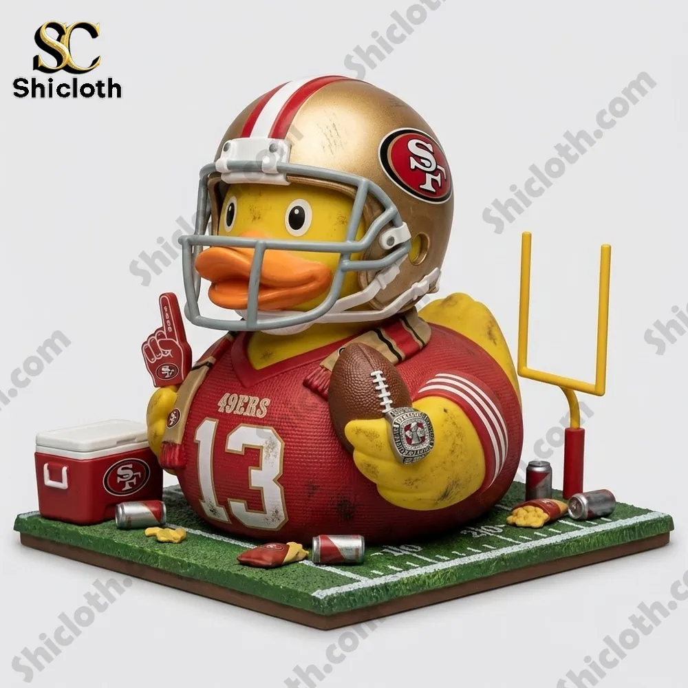 Football rubber duck figure on mini field base!