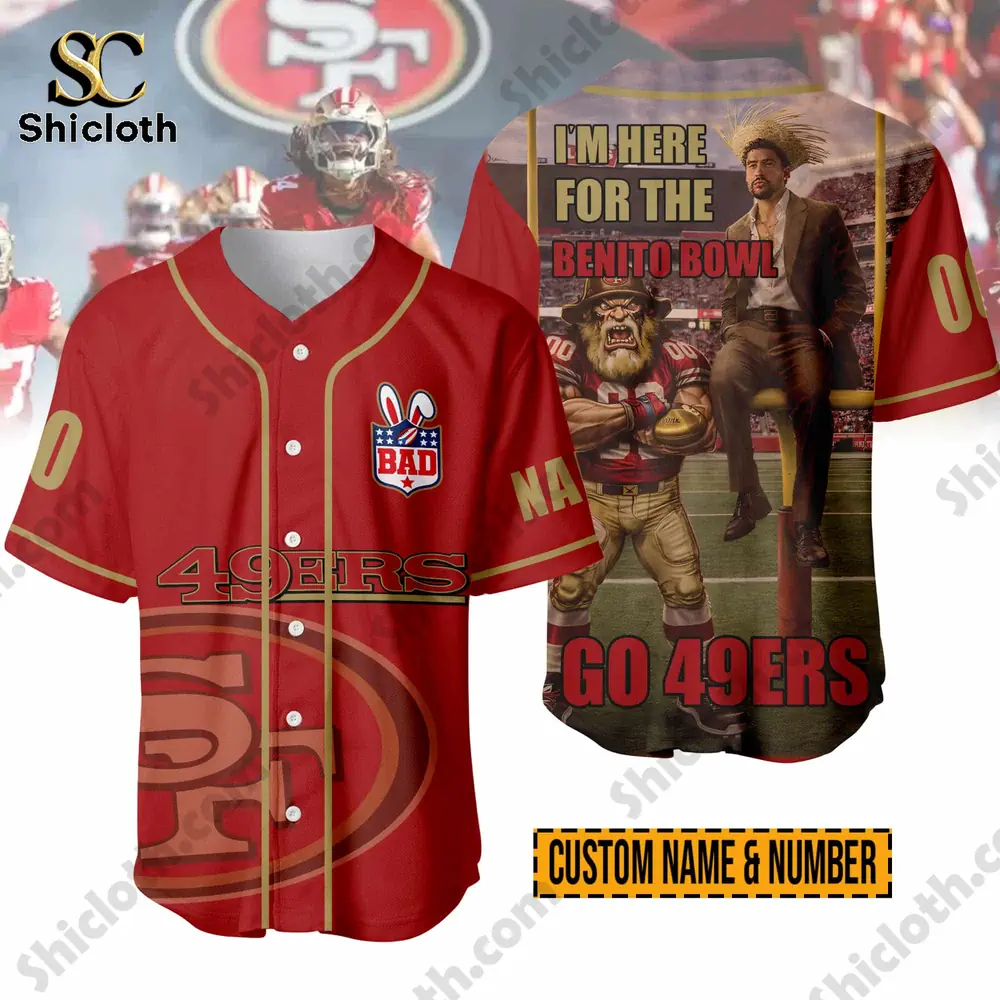 Red football baseball jersey front and back product display!