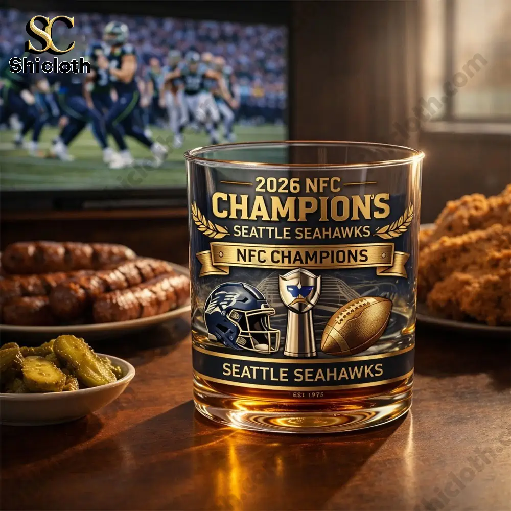 Seattle Seahawks NFC Champions whiskey glass during a football viewing setup!