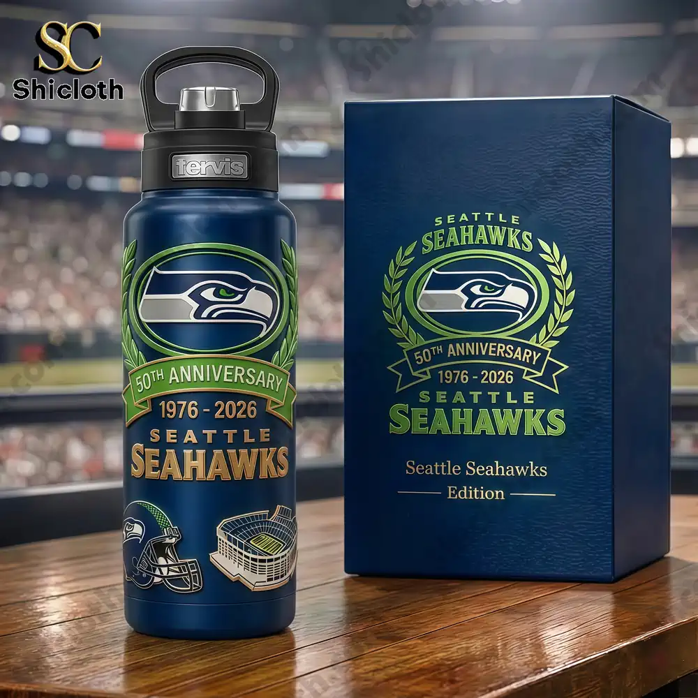 Alternative view of Seattle Seahawks 50th Anniversary Commemorative Tervis Water Bottle