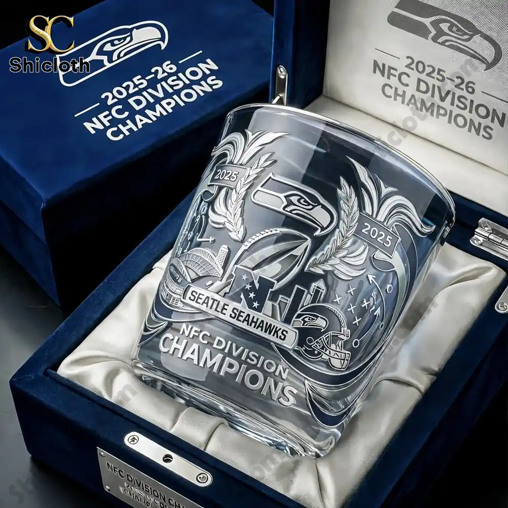 Seattle Seahawks division champions crystal whiskey glass inside a luxury display box!
