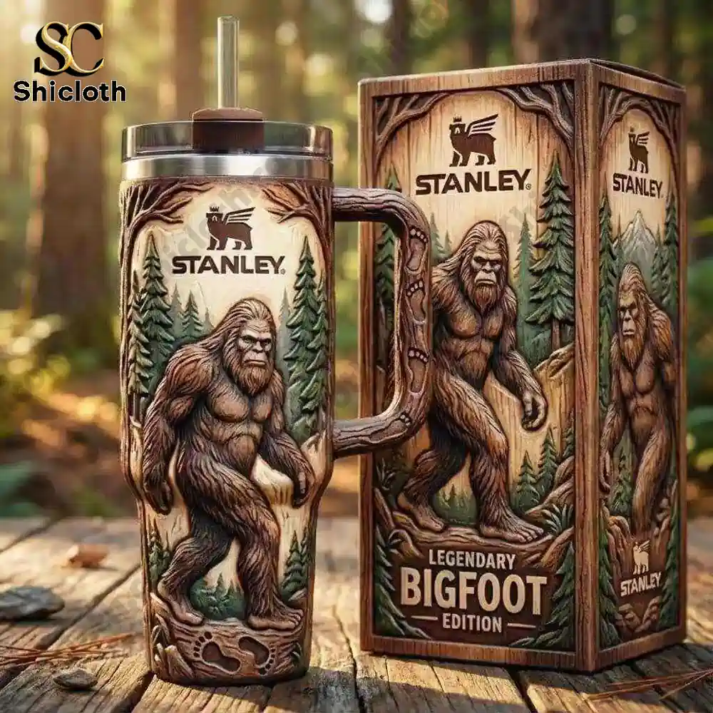 Stanley Bigfoot mug with carved forest design!