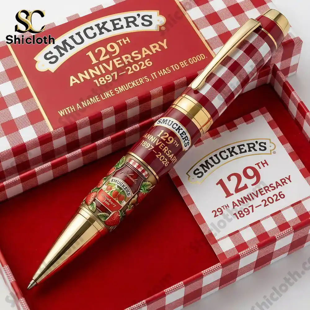Smuckers anniversary pen displayed inside a red gift box!