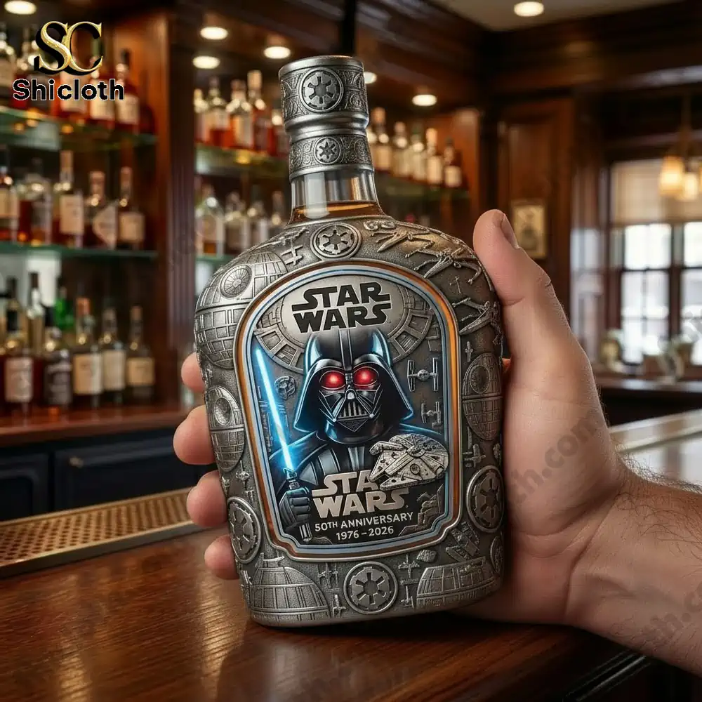 Star Wars themed liquor bottle held in hand at a bar!