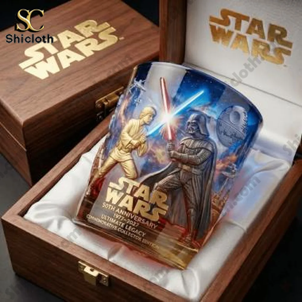 Star Wars anniversary mug displayed in a wooden gift box!