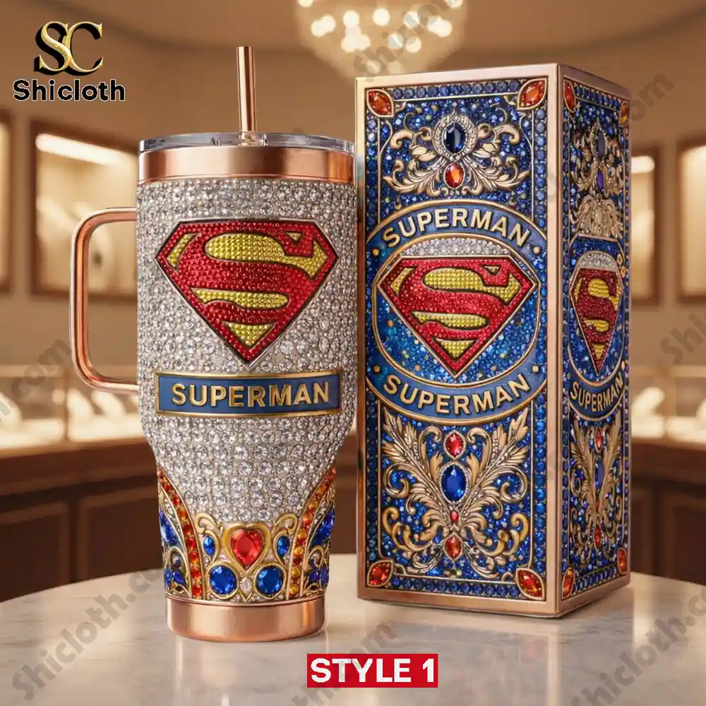 Luxury crystal Superman tumbler with ornate box from Shicloth!